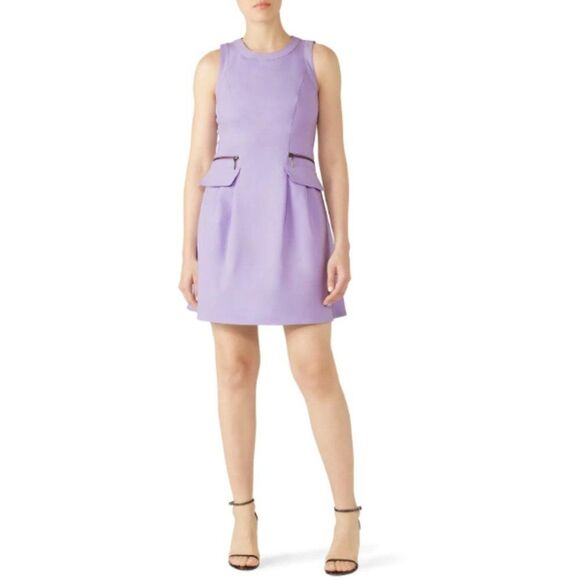 Nanette Lepore Lavender Purple Round Neck Mini Dress Size 14 Tea Time Wedding - Picture 1 of 14